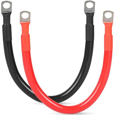 Câble Batterie 35mm² M8 30cm 12V/24V avec Cosses Anneau pour Voiture et Moto Solaire Noir + Rouge (1/5)