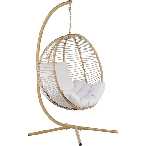 Sedia sospesa con piedistallo beige bianco metallo soggiorno esterno cuscino Arco (1/5)