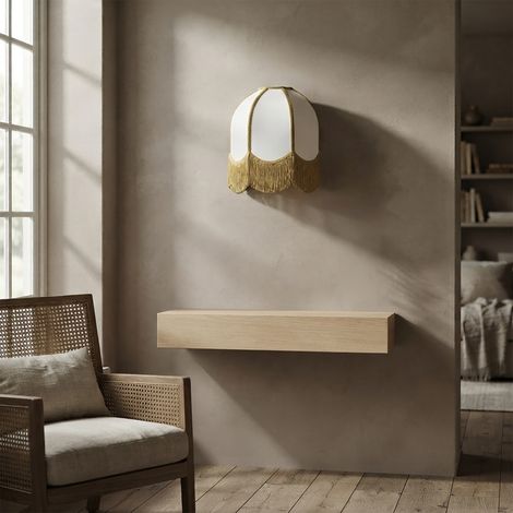 Aplique de Pared Blanco con Flecos Dorados  Serie IRIS II (1/5)