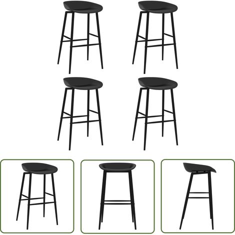 The Living Store Chaises de bar lot de 4 noir - Chaise De Bar - Chaises De Bar - Tabouret De Bar - Mobilier De Cuisine - Meubles De Salon (1/5)