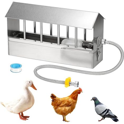 Automatic Pigeon Drinker 2.6L Stainless Steel Poultry Automatic Drinking Fountain for Pigeons with 1/2 Inch Float Valve and 80 cm Braided Hose (1/5)