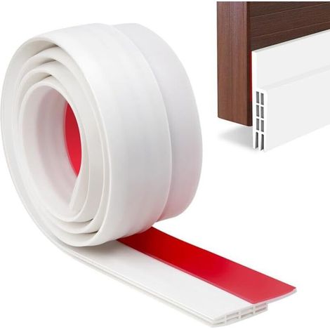 1M Porte Bas Joint Strip - Autocollant sous Porte Coupe-Bise, Bande d'Etanchéité en Silicone Souple Adhésif Imperméable à l'eau Isolement Anti-Bruit, Anti-Bug (Blanc)