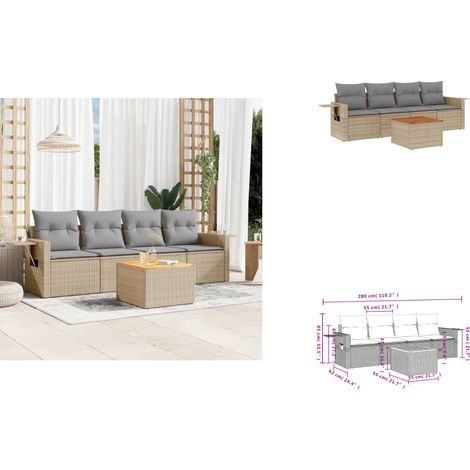 Salon de jardin avec coussins 5pcs mélange beige résine tressée - Ensemble Salon De Jardin - Meuble Extérieur - Résine Tressée - Rotin Synthétique - Fauteuil Jardin (1/3)