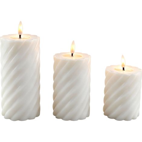 LED-Kerzen-Set (flammenlos) aus Echtwachs - 3 Größen
