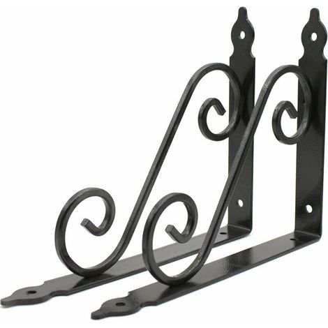 Etagere Murale 2 Pièces Support Tablette Murale 240 x 190 mm Metal Fer Forgé Noir Fixation pour Decoration Murale, Étagère Murale, Etagere Cuisine -ladacèe