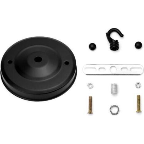 (Noir)plafond en métal, cache fil pour lustre couleur, boîtier de lampe complet avec accessoires Rosace de plafond, vis et support de plafond. Diamètre 110mm hauteur 20mm (1/5)