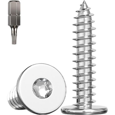 50 Pièces Vis à Bois M5x40mm Torx Tête Plate Inox avec Embout (1/5)