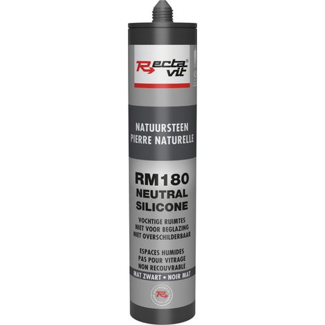 RM 180 pierre naturelle neutral silicone - Mastic de jointoiement - Rectavit - Cartouche de 310 ml Noir mat