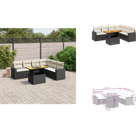 Salon de jardin 7 pcs avec coussins noir résine tressée - Ensemble Salon De Jardin - Meuble Extérieur - Jardin Design - Mobilier Résistant Aux Intempéries - Chaise Lounge (1/3)