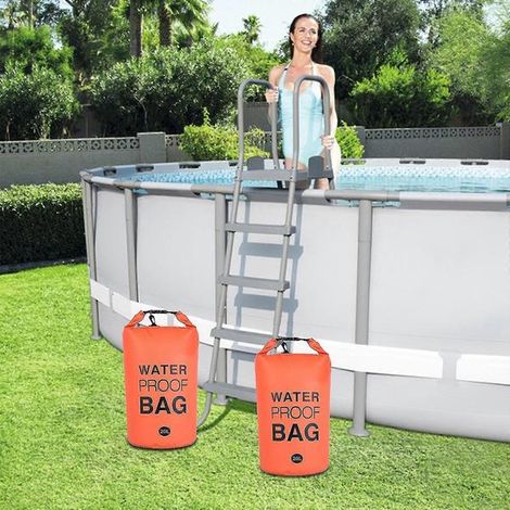 Échelle et marchepied de piscine W(20l) Easy S, sac étanche en PVC 250D, sans déchirure, compatible avec les piscines hors sol et enterrées.
