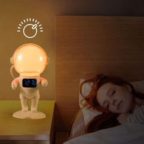 Wandwecker mit Nachtlicht und Bluetooth-Lautsprecher, Uhr fürs Kinderzimmer