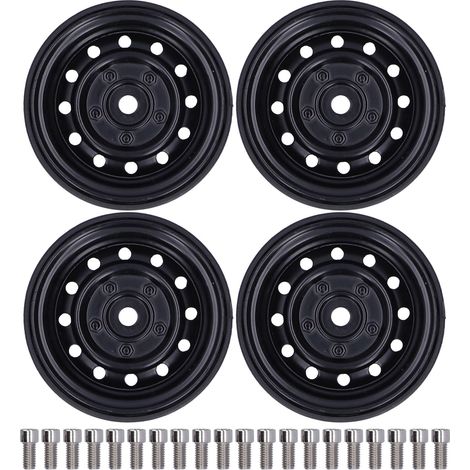 4 trousse de moyeux de roue beadlock 12 trous en métal pour TRX4/SCX10, remplacement de moyeu de roue noir (1/5)