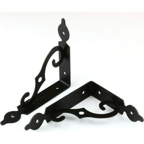 4pcs （Black）140 x 110mm L Shaped Iron Wall Shelf Bracket Triangle Shelf Support and Fixing for Carport-Wall Shelf