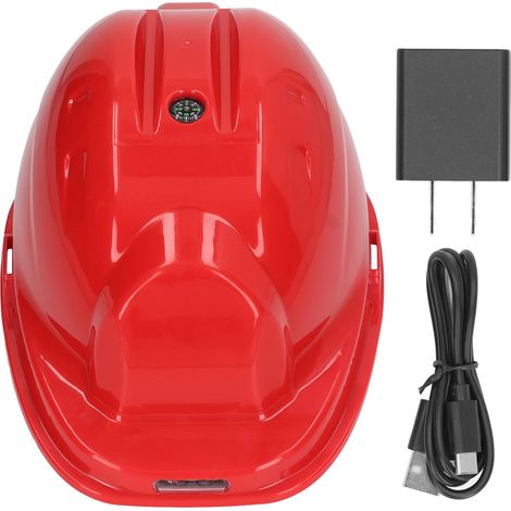 Casque de sécurité ventilé solaire avec refroidissement, port de sortie USB, casque anti-soleil, prise US 100‑240V, rouge, pour extérieur (1/5)