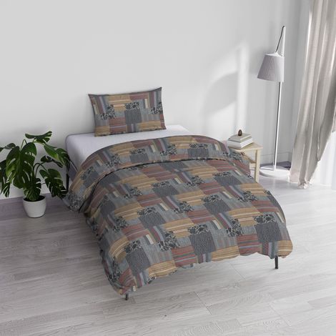 Parure Housse de Couette avec Sac et taies d'oreiller imprimés, Gris, Simple (1/3)