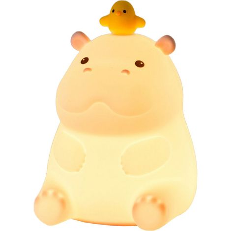 Veilleuse Hippopotame LED en Silicone, Lampe Animale Souple, 2 Niveaux de Luminosité, Décoration Chambre d’Enfant (1/5)