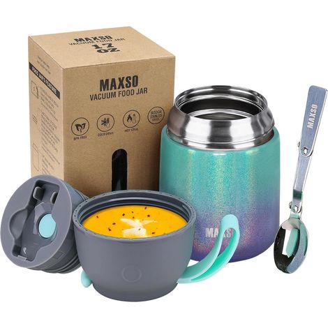 Thermobehälter Edelstahl Kinder Löffel Suppe Regenbogenfarben 500 ml (1/3)