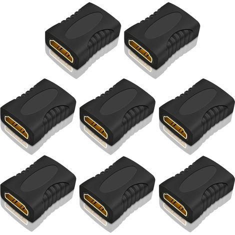 8 Pièces Coupleur HDMI Femelle, Adaptateur de connecteur HDMI Femelle à Femelle, rallonge de câble HDMI 3D 1080P (1/4)