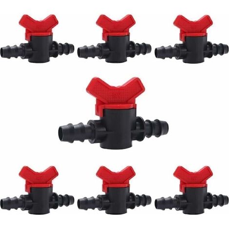 7 Pièces Vanne Commutation d'Irrigation, Irrigation Pipe Valve Switch, Robinet Jardin en Plastique PE, Robinet Barbelé Double Male, pour L'irrigation des Pelouses de Jardin, pour 16mm Tuyau, (1/5)