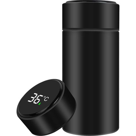 APEX Mini Gourde Isotherme en Acier Inoxydable, 300ml intelligente a LED de la température, Etanche, pour Running, École, BureauNoir (1/5)