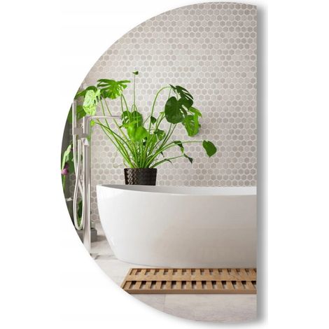 Miroir demi-circulaire à bords biseautés, classique, sans cadre, diamètre 35 cm