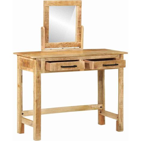 Table de Coiffeuse,Table de Maquillage avec miroir en bois massif de manguier brut CFW528303 (1/5)