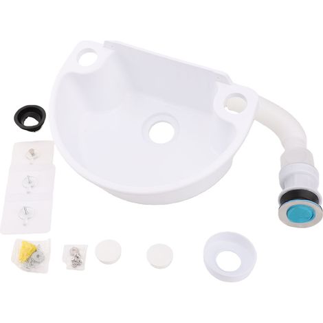 Lavello in plastica a parete, salvaspazio, con tappo di scarico, per lavare ortaggi e piante da giardino all'aperto, bianco (1/5)