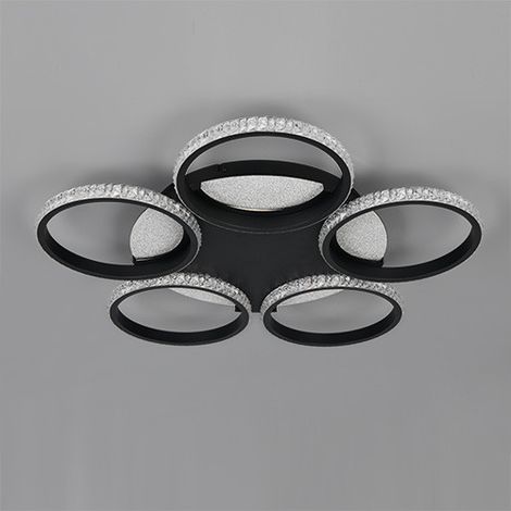 Reality LED-Deckenleuchte Lumer schwarz matt Ø 60 cm getrennt schaltbar