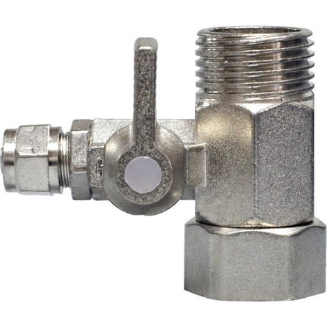 – Robinet d'arrêt adaptateur en T 3/8 x 3/8 x 1/4 – Laiton chromé – Raccord à compression 1/4' pour tuyau plastique – Installation facile (1/5)