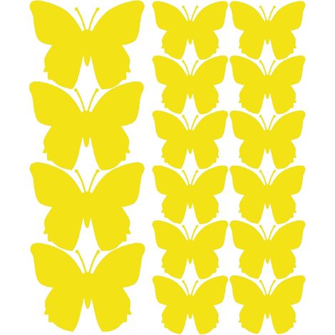 Pegatinas de pared con mariposas, 32 unidades, color amarillo mate, 70 micras. (1/2)