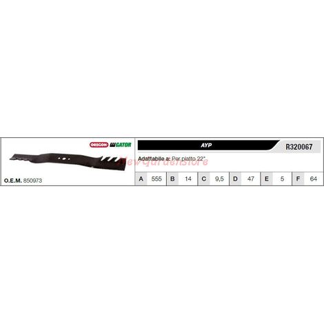 Cuchilla AYP para tractor cortacésped cortacésped plano 22" R320067 (1/2)