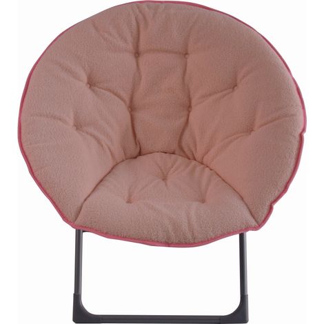 Chaise pliante rose en laine de mouton avec structure métallique stable pour intérieur et extérieur (1/5)