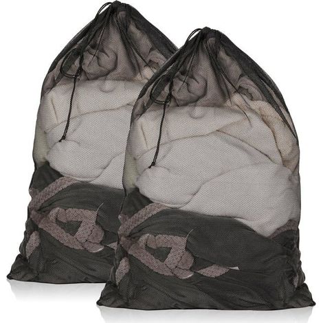 BelleRise - Lot de 2 sacs à linge en filet, 58 x 86 cm, sacs à linge en filet résistant, noirs (1/5)