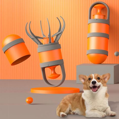 Dog waste scoop with dog waste bags - Easy to carry - Portable - For small, medium and large dogs (orange) (1/5)