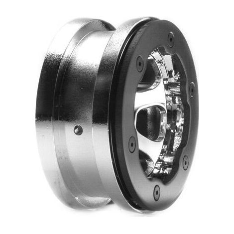 1-10 Front-Rear 2.2 Beadlock Wheels with Rings 12mm Hex Chrome: Crawler