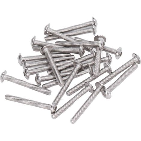 Kit de 50 vis à tête bombée M4 x 30mm en acier inoxydable A2-70, pour fixation robuste (1/5)