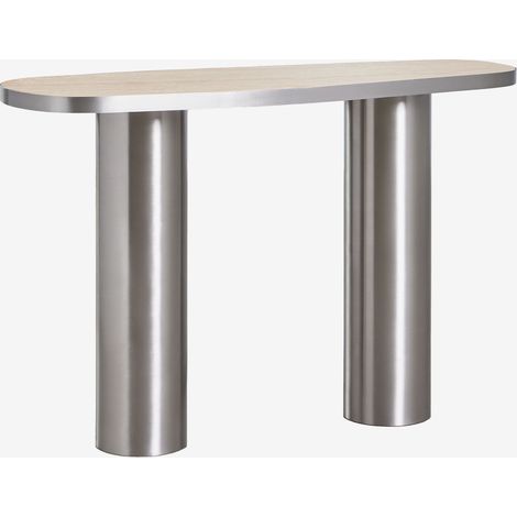 Consola recibidor ovalada 120x40 cm en piedra natural y acero inoxidable Fertrix SKLUM        (1/5)