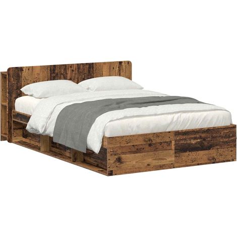 Bed Frame with Storage Old Wood 150 x 200 cm Engineered Wood vidaXL (1/5)