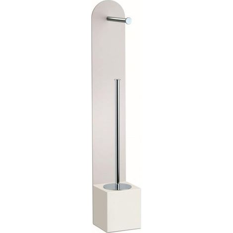 PORTE PAPIER SUR PIED ET PORTE BALAI SUR PIED H 60 CM BLANC MAT - CRISTINA ONDYNA PB63324 (1/2)