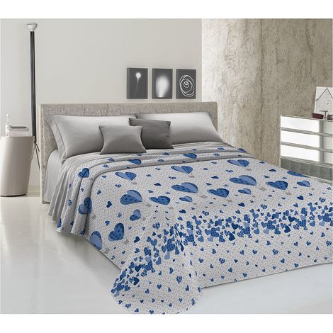 Copriletto estivo made in Italy 100% cotone piquet singolo matrimoniale mongolfiera Blu - Piazza e mezza