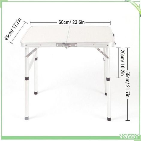 Table camping pliante aluminium - FAFEICY - 60x40 cm - Support en U & loquet - Poignée de transport - 2,1 kg (1/5)