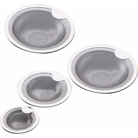 Attrape-cheveux pour baignoire, crépine d'évier en acier inoxydable, protège-bonde de baignoire, bouchon d'évier pour cuisine et salle de bain (lot de 4), -ladacèe