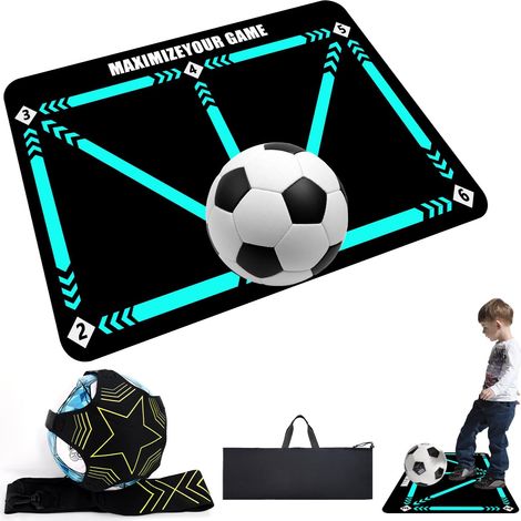Connected Football Training Mat 60 x 90 cm with Football Kick/Lancer Ground Trainer, Storage Bag, Football Training Accessories, Gift for Football Lovers (1/5)