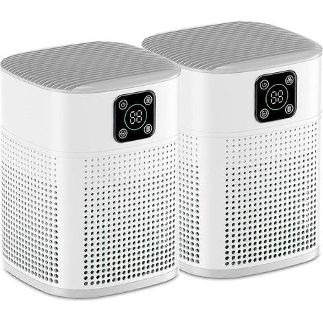 Lot de 2 purificateurs d'air pour chambre, avec aspiration d'air à 360°, 3 vitesses de ventilation et filtration en 3 étapes (prise américaine). (1/5)