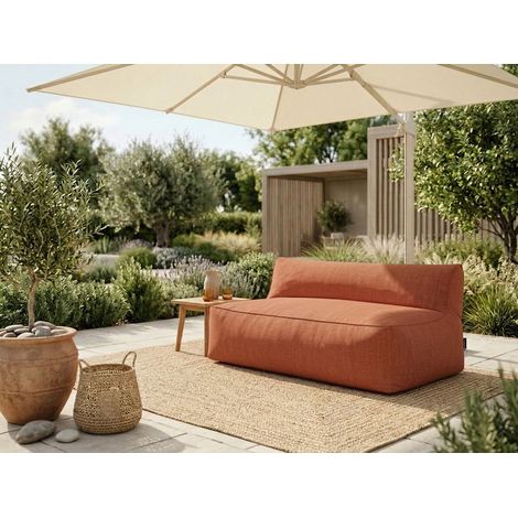 BOBOCHIC - Chauffeuse 2 places sans accoudoir pour canapé de jardin modulable RIVIERA Orange (1/4)