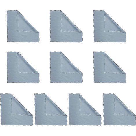 Lot de 10 chiffons de nettoyage pour lunettes en microfibre douce, anti-rayures, lavables, réutilisables et portables.-A-Light blue (1/5)