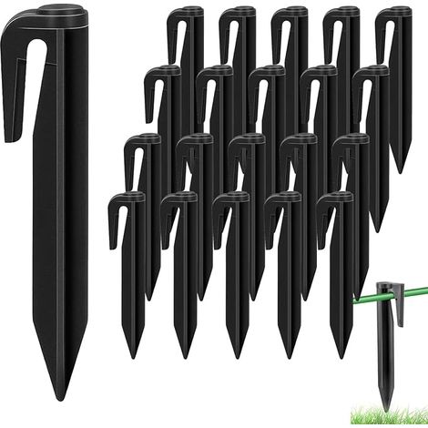 Shining House – Piquets de terre pour robot tondeuse – Lot de 20 clous de 8,5 cm – Plastique résistant aux intempéries – Fixation câble pelouse