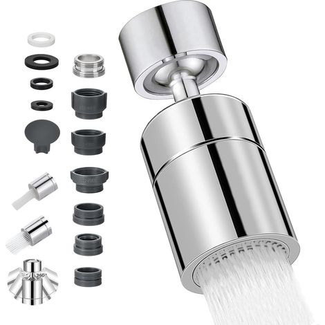 Aérateur de Robinet, 360° Pivotant Embout Robinet Cuisine, 2 Modes Mousseur Robinet Economie Eau (1/4)