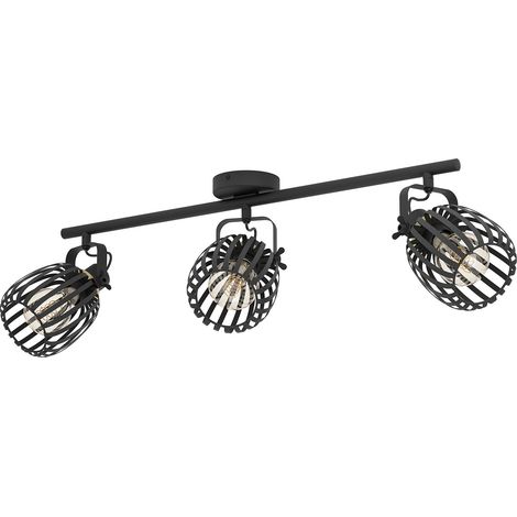 Spot Light Girona acciaio nero, spazzola in ottone E27 3x40w L: 77,5 cm B: 19 cm H: 15 cm Dimmabile
