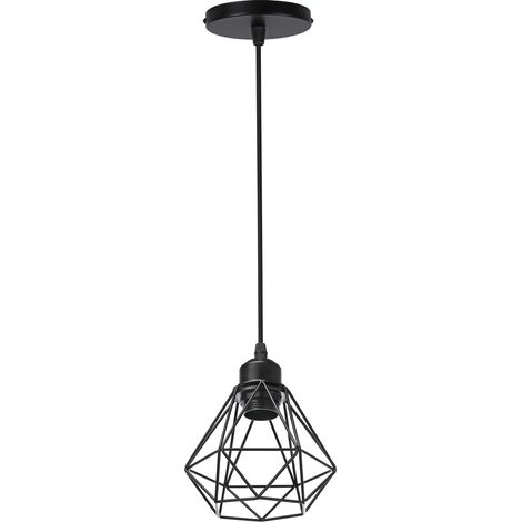 Lustre en métal rétro luminaire lustre de plafond rétro Edison Base E27 éclairage de plafond 1617 cm noir 1 pièce (1/2)